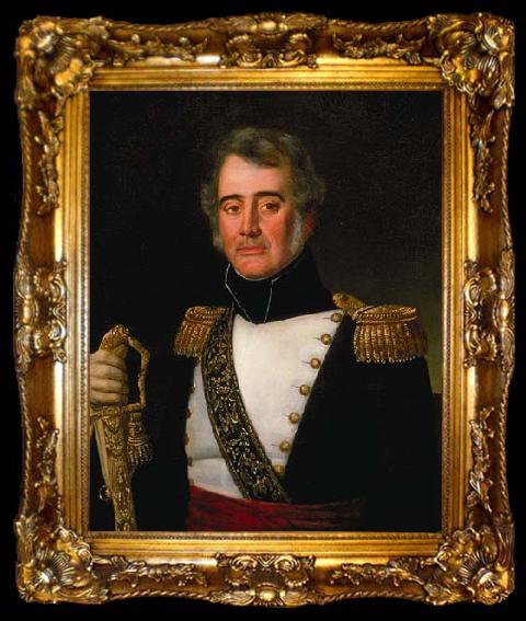 framed  Jean joseph Taillasson A portrait of Brigadier General Jean Baptiste Plauche by Jean Joseph Vaudechamp, ta009-2